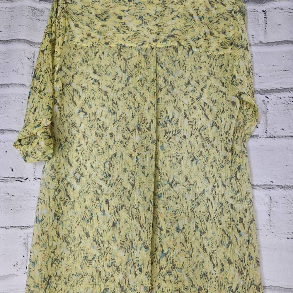 Nic + Zoe Printed Split V-Neck Hi-Low Hem Tunic Top Yellow Small - Picture 7 of 14